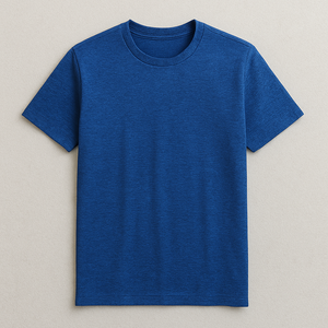 T-shirt unisexe à manches courtes et col rond, bleu chiné, 100% polyester, léger, respirant, anti-transpiration, anti-UV - Product Image 1