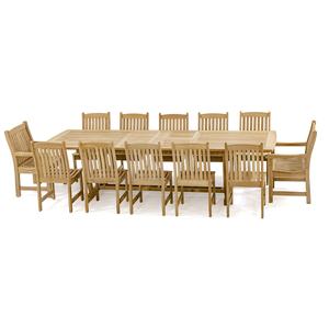 Extended Teak <b>Wood</b> <b>Outdoor</b> Dining <b>Table</b> Set with Slatted Chairs for Garden, Resort & Event Area - Product Image 5