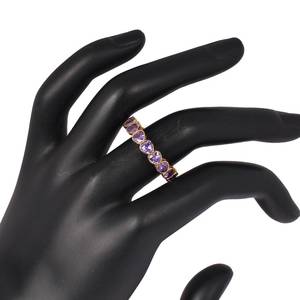 925 Sterling Silver Purple Amethyst 4 MM Heart Gemstone Eternity <b>Ring</b> - Product Image 3