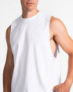 Wholesale OEM Custom <b>Embroidery</b> Crew Neck White Men Tank Tops Lightweight <b>material</b> Gym Training & Streetwear Tank Top For Men - Product Image 6
