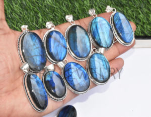 Lote al por mayor de colgantes de plata esterlina 925 étnicos hechos a mano, piedras preciosas de labradorita azul Natural para bodas, compromisos, fiestas - Product Image 2