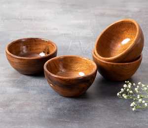ชามไม้อินเดียผู้ผลิตและส่งออกขายส่งในครัวเรือนหนาทําด้วยมือชามไม้เนื้อแข็งบนโต๊ะอาหารอาหารชามอาหารเย็นชามไม้ - Product Image 2