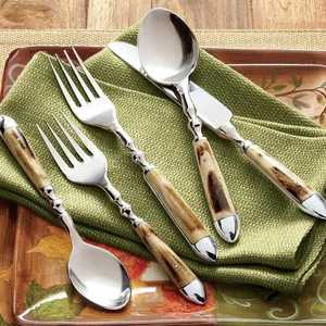 Bộ đồ ăn đám cưới vàng <span class=keywords><strong>Flatware</strong></span> trà bé món tráng miệng sừng xử lý dao đặt thép không gỉ thiết lập dao kéo - Product Image 2