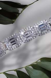 Brazalete de Tenis Unisex de Lujo Estilo Hip Hop Ajustable con Incrustaciones de Moissanita en Bisel, Chapado en Oro Rosa sobre Plata de Ley - Product Image 4