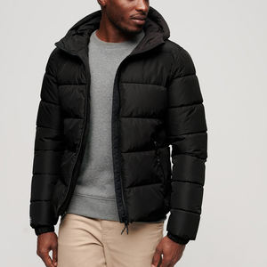 Chaqueta acolchada de peso pesado hecha a medida, capucha con cuello levantado para invierno, rompevientos de burbujas, cremalleras personalizadas de poliéster de lona de talla grande - Product Image 2