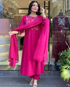 Designer 3 Piece Kurti Set with Elegant Embroidery Work Stylish Ethnic Wear Perfect for Parties Festive Occasions and Daily Wear - Product Image 4