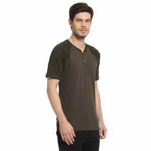 <b>Henley</b> neck t <b>shirt</b> for men with custom screen printed logo casual short sleeve cotton top manufacturer - Product Image 4