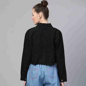 Stylish Women's Winter Printed <b>Denim</b> <b>Jacket</b> with Front Logo Button Closure Cotton Outerwear Fashionable OEM Serviced - Product Image 4
