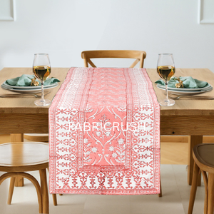Tendance nouveau 100% pur coton chemin de Table doux rose indien Floral main bloc imprimé tissu pour salle à manger hôtel décor à la maison en plein air - Product Image 1