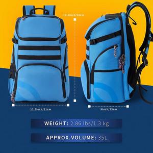 Sac à dos de basket-ball unisexe étanche compartiment à balles poche à chaussures sac d'équipement de sport de plein air maille doublure en polyester fermeture éclair - Product Image 5