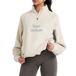 Sweat à capuche mi-zippé décontracté pour femme, mode vintage, vêtements d'hiver, arrivée du fabricant, sweat à capuche mi-zippé pour femme de haute qualité - Product Image 6