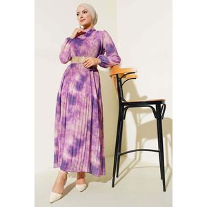 ชุดเดรสผ้าชีฟองจีบลายบาติกสีม่วง - Product Image 2