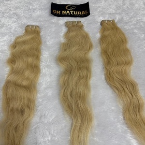 613 cheveux blonds non transformés crépus ondulés cheveux indiens aucune perte Remy indien un Doner vierge Machine Double trame cheveux humains - Product Image 5