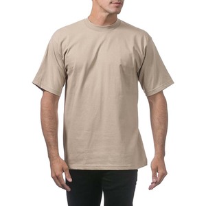 เสื้อยืดคอกลมแขนสั้นสีเบจสำหรับผู้ชาย ทรงปกติ สีพื้น ผ้าเจอร์ซีย์คอตตอน ดีไซน์เรียบง่าย - Product Image 5