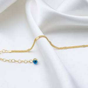 Pulsera de cadena gourmet popular con pequeño ojo turco, hecha a mano en Turquía, joyería de plata de ley 925 al por mayor para mujer - Product Image 2