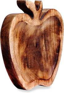 Wooden Bowl Apple Shaped Mango <b>Wood</b> Bowl, <b>Rustic</b> Centrepiece for <b>Dining</b> <b>Table</b>, Serving Snack Bowl, Dipping Bowl, Handmade - Product Image 6