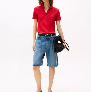 เสื้อโปโลแขนสั้นคอโปโลสำหรับผู้หญิงอินเทรนด์ใหม่ฤดูร้อนสุดเท่เสื้อโปโลระบายอากาศลำลอง - Product Image 3
