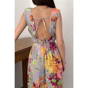 Vestido de Verano con Estampado Floral Azul - Azul - Product Image 4