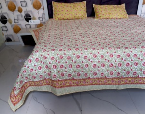 Rajasthani Pattern Designer Bedsheets Sets 100% Embroidered Sets Jaipuri Print <b>Quilts</b> Reversible <b>Quilts</b> <b>for</b> Home/ Hotel Decor - Product Image 4