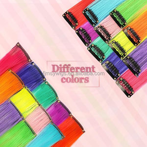 Extensions de cheveux colorés Faits saillants de la fête <span class=keywords><strong>Clip</strong></span> coloré dans les extensions de cheveux Postiches synthétiques bouclés ondulés pour la fête des femmes - Product Image 5