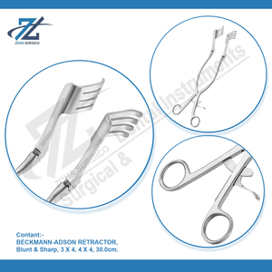 BECKMANN-ADSON RETRACTOR 3 X 4 SHARP 30 CM Stainless Steel Straight <b>Surgical</b> <b>Instrument</b> Pakistan Manufacturer's <b>Basis</b> for - Product Image 4