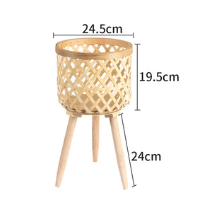 Meilleure vente jardinière pliable en rotin tissé à la main forme ronde naturelle avec pieds parfaite pour le jardinage décoration intérieure élégante - Product Image 3