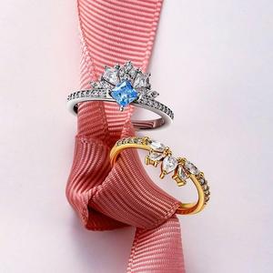 Jeulia Rhodium Plated Princess Cut <b>Crown</b> <b>Ring</b> Set Sterling Silver - Product Image 5