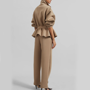 Ensemble veste et pantalon en molleton chaud à fermeture éclair au design élégant pour vêtements décontractés / Vente en gros de survêtement confortable en deux pièces OEM rare 2026 - Product Image 5