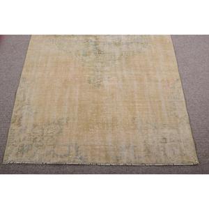 Tapis turc 4x7,8 pieds, tapis vintage, tapis persan en laine jaune et bleu - Product Image 5
