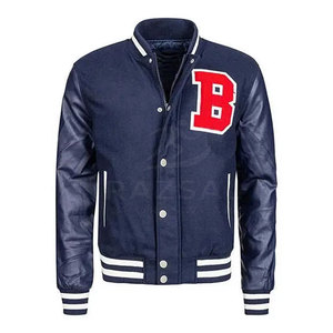 Veste Letterman à manches en cuir de couleur unie pour hommes, nouveau design, respirant, séchage rapide, Streetwear chaud personnalisable, col montant pour - Product Image 1