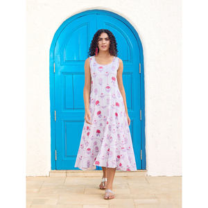 Vestido Maxi de Algodón con Estampado Floral Bonita para Mujer - Vestido Casual Elegante sin Mangas - Product Image 1