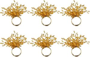 Rond de serviette en perles dorées super luxe en forme de vintage pour décor de table de fête de mariage anneaux de serviette exclusifs pour papier bois - Product Image 2