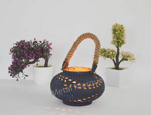 Premium Fancy Laser Design Vintage Metal Lantern with <b>Rope</b> Handle Home Decoration Handmade Candle Holder Christmas Home Lanterns - Product Image 6