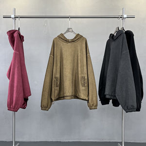 เสื้อฮู้ดกันน้ำของผู้ชาย, เสื้อมีฮู้ดโอเวอร์ไซส์ไซส์ล้างได้กรดเสื้อมีฮู้ดไหล่ปล่อย - Product Image 2