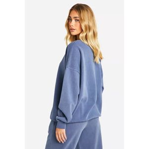 Venta caliente chándal azul vaquero de gran tamaño personalizado para hombres y mujeres estilo lavado tejido de invierno - Product Image 4