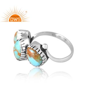 New Pattern Design 925 Silver Natural Kingman <b>Turquoise</b> Gemstone <b>Ring</b> for Women Custom Jewelry Manufacturer - Product Image 3