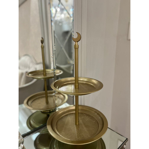 Soporte de Metal dorado elegante, diseño de recorte árabe, soporte de pastel de Metal, soporte de postre de pastel de 2 niveles, superventas, exhibición de pastel Islámico - Product Image 5
