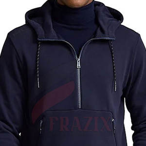 เสื้อฮู้ดดี้ผู้ชายคุณภาพสูง ซิปครึ่งตัว ผ้าฝ้าย 100% สีพื้น สำหรับฤดูหนาว ขายส่งจากโรงงาน รับออกแบบตามสั่ง - Product Image 6