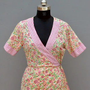 Indien Vintage Style femmes robe main bloc Floral imprimé coton à la mode décontracté été porter longue respirant doux Logo naturel - Product Image 1