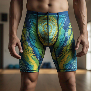 Short moulant de yoga à taille haute et à taille élastique pour homme Short athlétique de compression à sublimation personnalisée avec motif uni - Product Image 6
