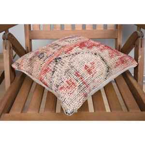 Beige Wool Kilim Patchwork Pillow 14x14 Inch Luxury Vintage <b>Fluffy</b> Embroidered Rustic Throw Pillow for <b>Bedding</b> or Floor Use - Product Image 4