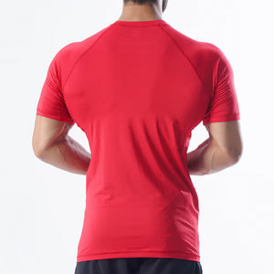 T-shirt de compression pour hommes 100 % coton, coupe ample, rouge, anti-plis - Product Image 6