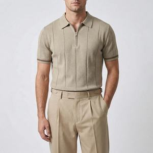 Camisas de Golf Casuales para Hombre al por Mayor, Camisetas Polo con Cierre de Cremallera 100% Algodón, Manga Corta, Tejido Acanalado, Transpirable, Diseño Liso - Product Image 2