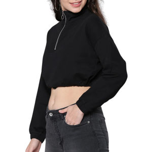 Custom Women's Turtleneck Hoodie with Front Logo Premium Quality Zip-up <b>Sweatshirt</b> for Winter 2025 Low Price - Product Image 3