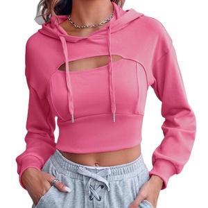 Sudaderas con capucha cortas en blanco lisas para mujer de alta calidad completamente personalizadas de calidad premium de fábrica - Product Image 4
