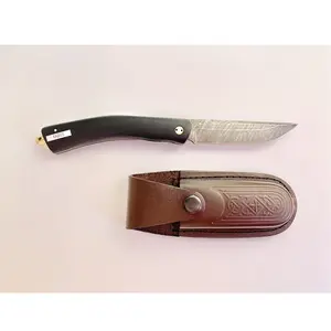 Folding knife "Kairos" Damascus steel blade handle of Hornbeam wood great quality hunting/survival knife
