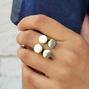 Anillo Ajustable de Latón con Diseño Geométrico Personalizado y Baño de Rodio para Fiestas y Accesorios de Moda por f s i - Product Image 5