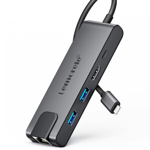 TC24L 5 en 1 Type-C vers 4K 30Hz HDMI 1000M RJ45 USB-A 2.0 <span class=keywords><strong>Dockstation</strong></span> Hub USB avec 100W Type-C Power PD - Product Image 1