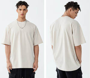 เสื้อยืดโอเวอร์ไซส์โชว์ไหล่ทรงโอเวอร์ไซส์เสื้อยืดโชว์ไหล่สำหรับผู้ชายเสื้อยืดสำหรับผู้หญิงและผู้ชายผ้าคอตตอนไซส์ใหญ่พิเศษ - Product Image 5