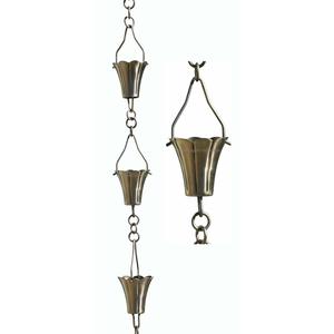 Cadena de lluvia de metal para manualidades, canalones de agua, bajantes de agua para el hogar y el jardín, cadena de lluvia de taza martillada de plata decorativa - Product Image 2